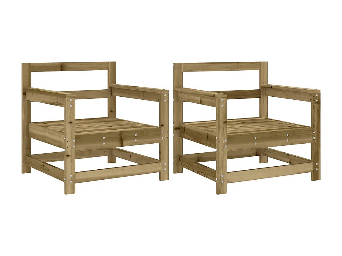Chaises de jardin lot de 2 bois de pin imprégné