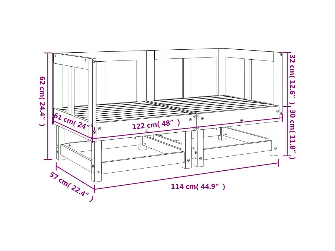 Canapés d'angle de jardin 2 pcs bois massif douglas
