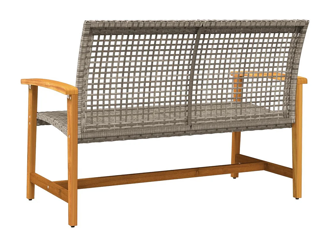 Panca da giardino grigia 112 cm in resina intrecciata e legno di acacia