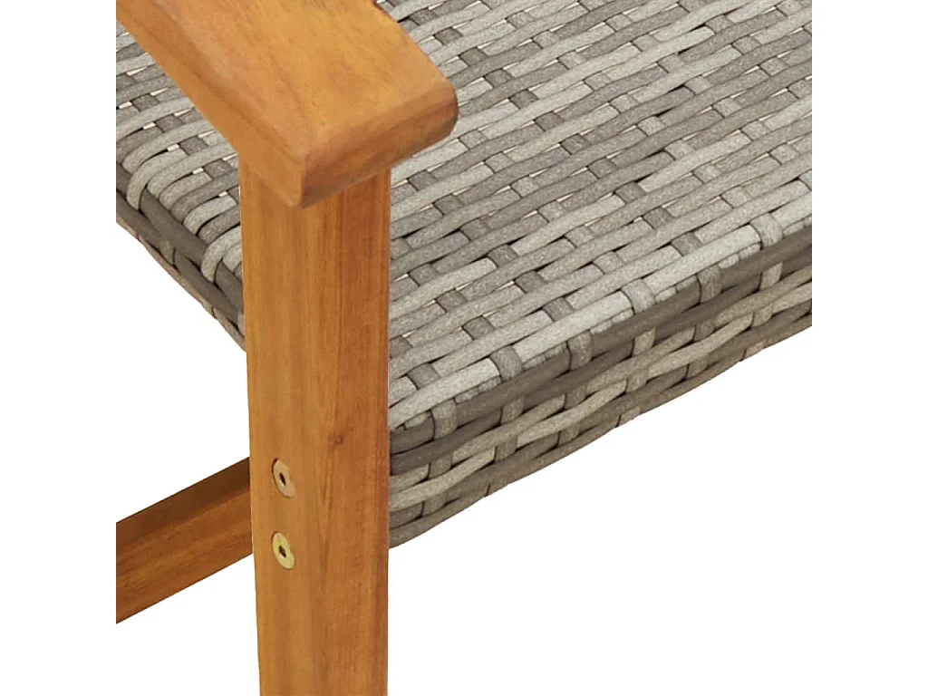 Panca da giardino grigia 112 cm in resina intrecciata e legno di acacia