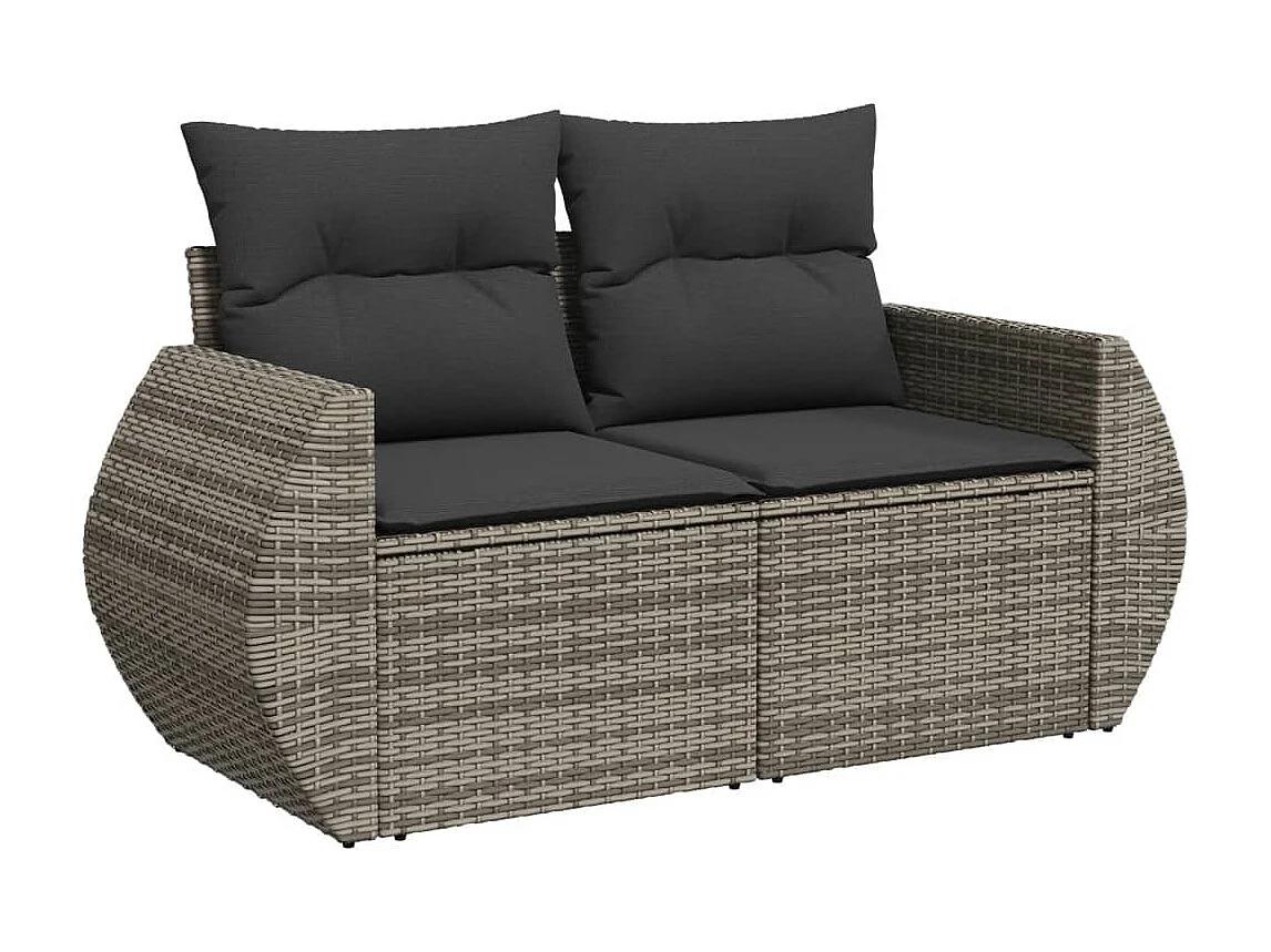 Salon de jardin 8 pcs avec coussins gris résine tressée