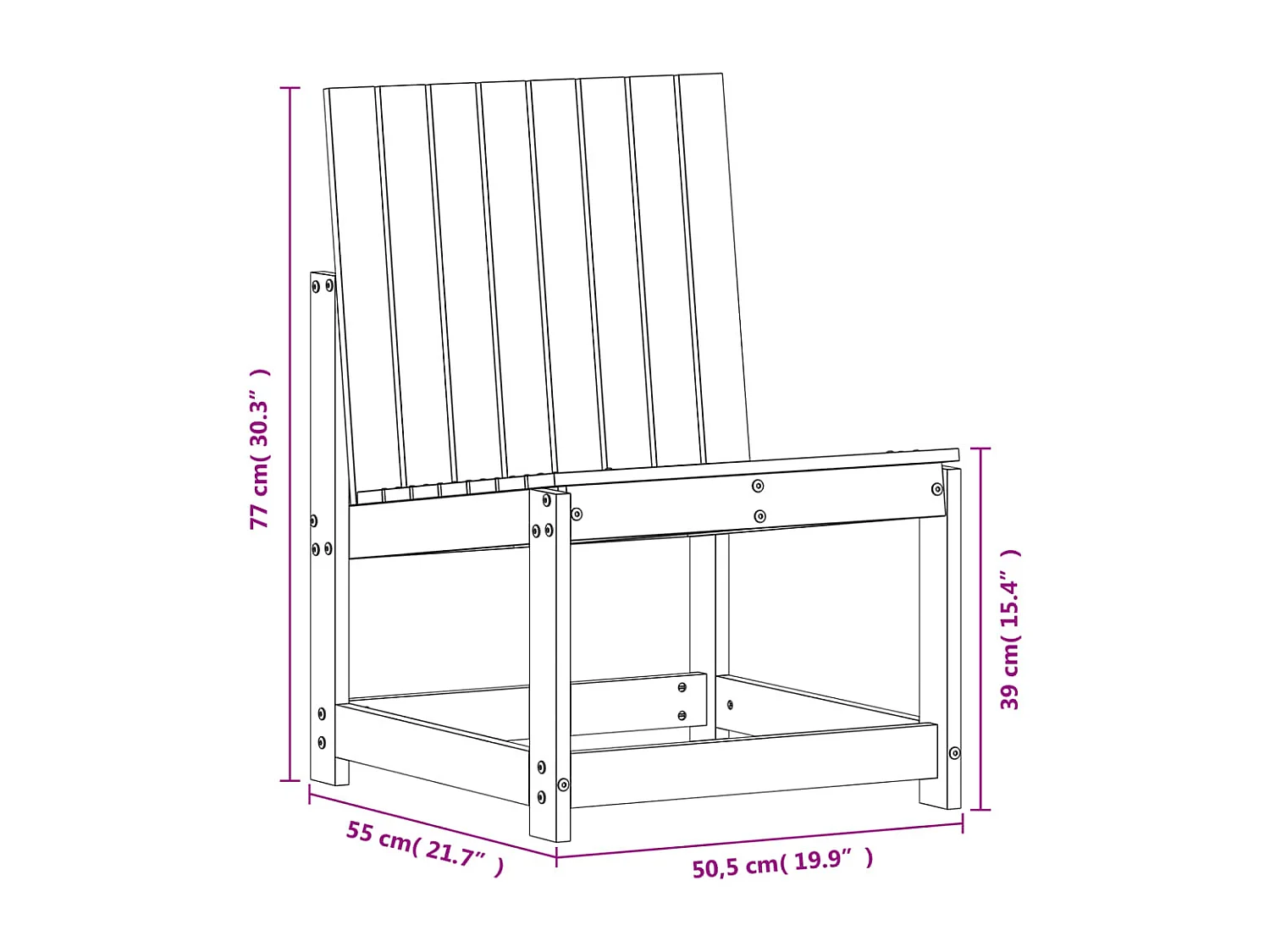 Chaise de jardin 50,5x55x77 cm bois de pin massif