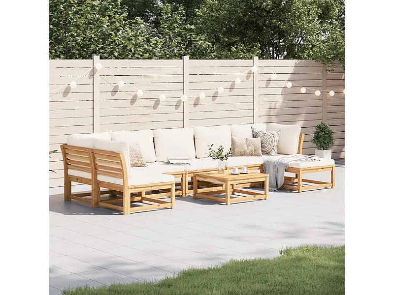 Salon de jardin avec coussins 8 pcs bois massif d'acacia