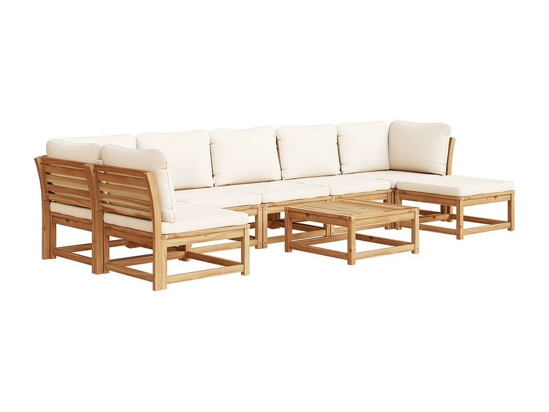 Salon de jardin avec coussins 8 pcs bois massif d'acacia