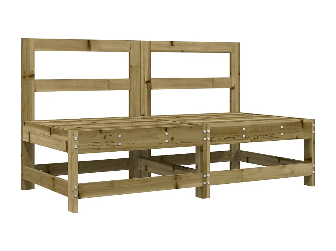 Canapés centraux de jardin 2 pcs bois de pin imprégné