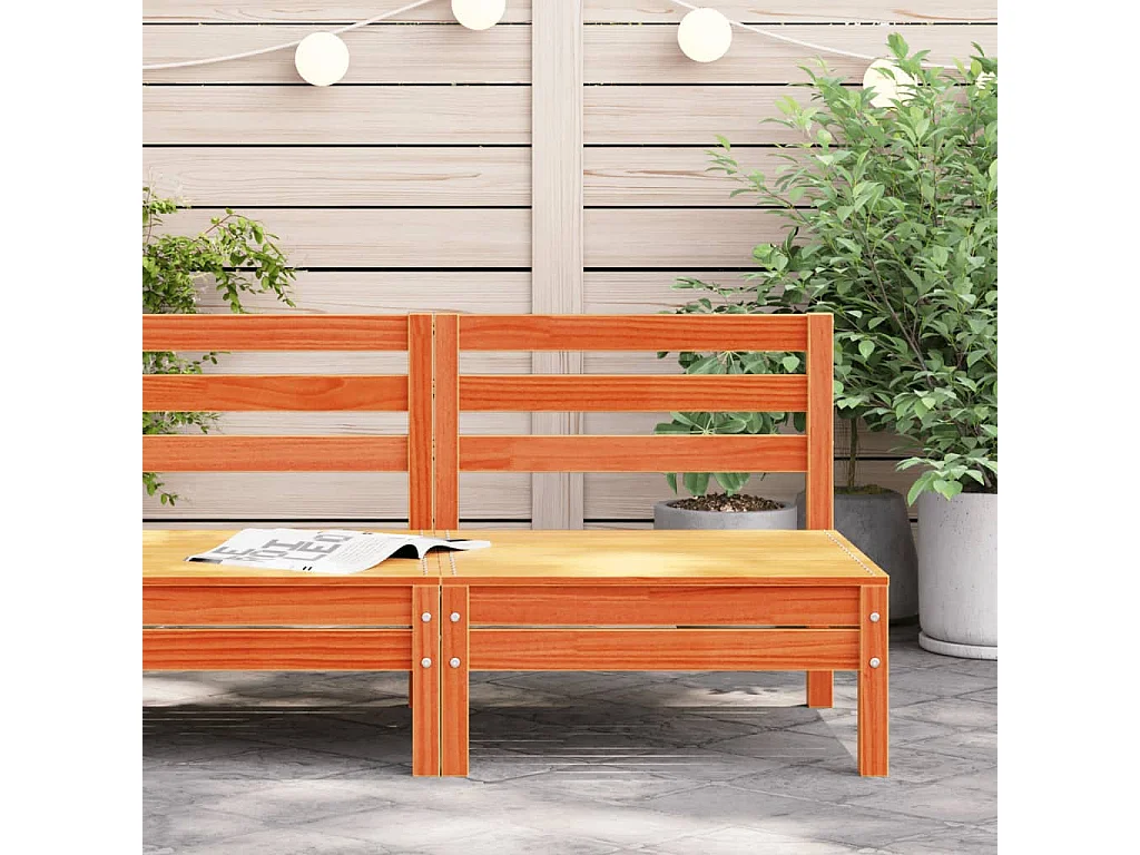 Canapé de jardin sans accoudoirs cire marron bois de pin massif