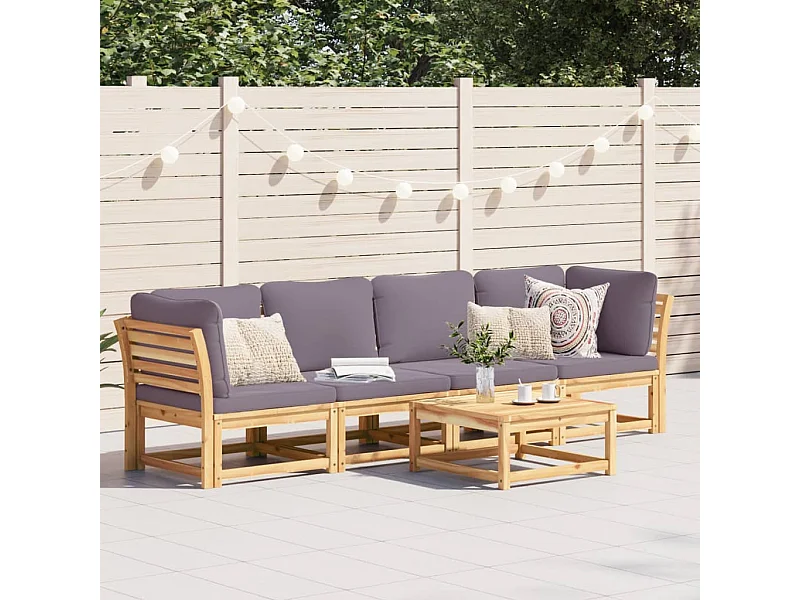 Salon de jardin 4 pcs avec coussins Bois d'acacia solide