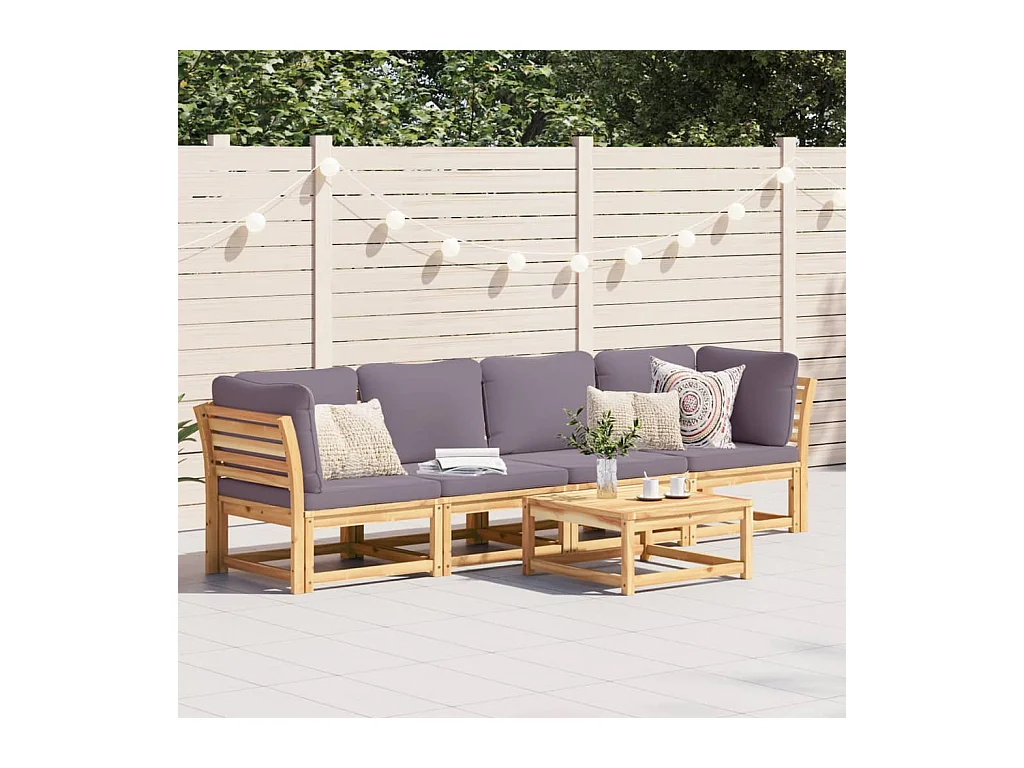 Salon de jardin 4 pcs avec coussins Bois d'acacia solide