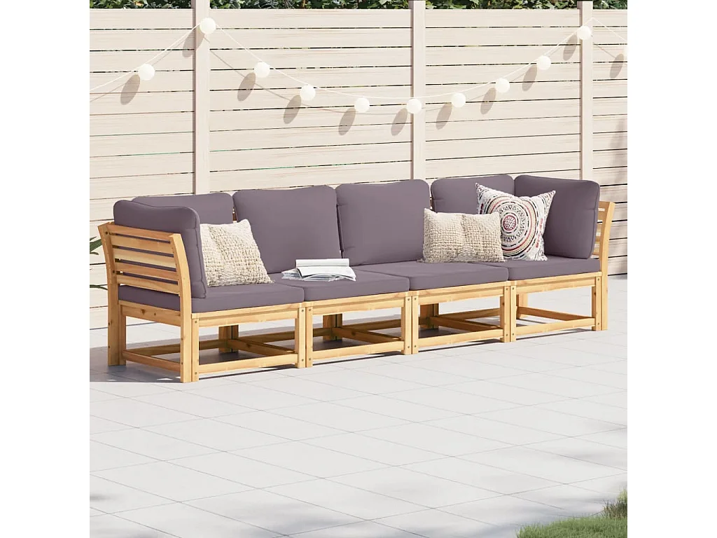 Salon de jardin 4 pcs avec coussins Bois d'acacia solide