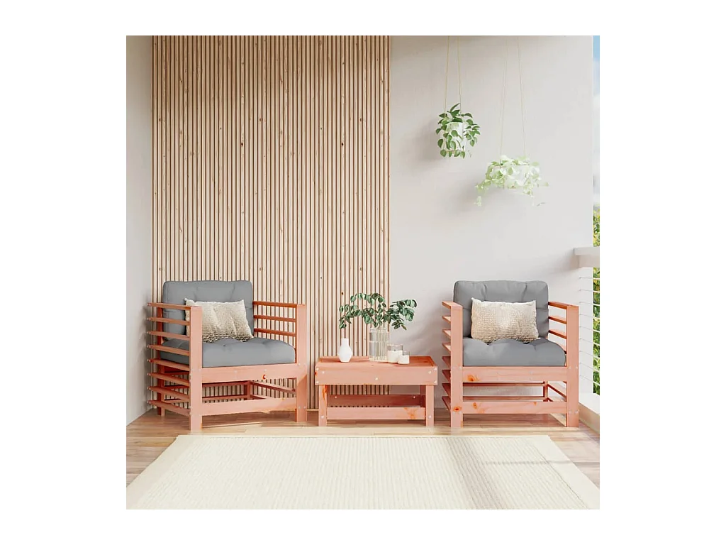 Chaises de jardin lot de 2 cm bois massif douglas