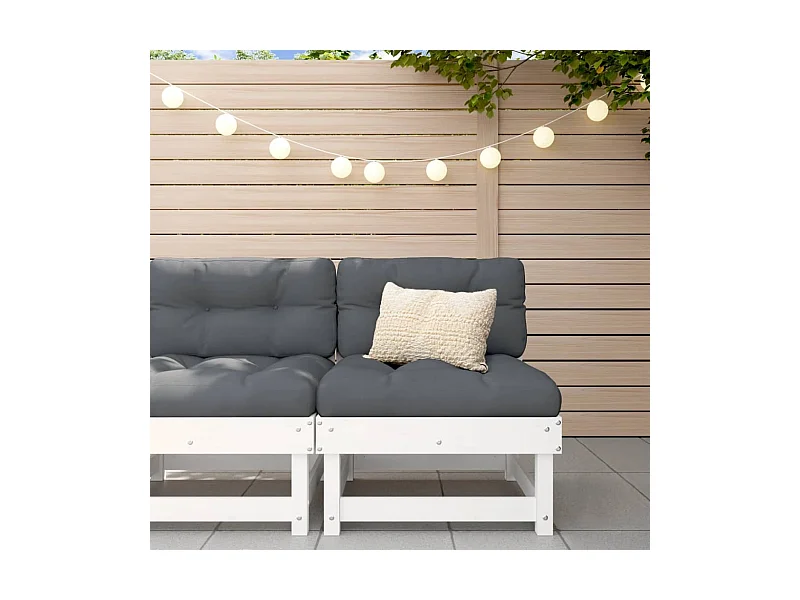 Divano da giardino centrale bianco in legno massello di pino