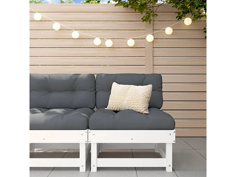 Weißes zentrales Gartensofa aus massivem Kiefernholz