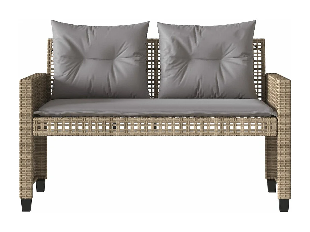 Móveis de jardim com almofadas 4 unidades de vidro de resina tecida bege