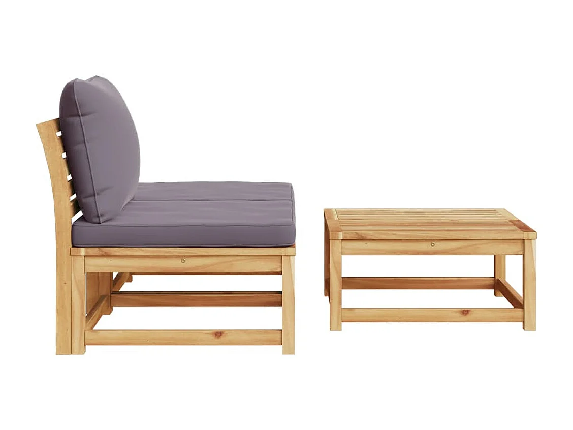 Salon de jardin 3 pcs avec coussins bois massif d'acacia