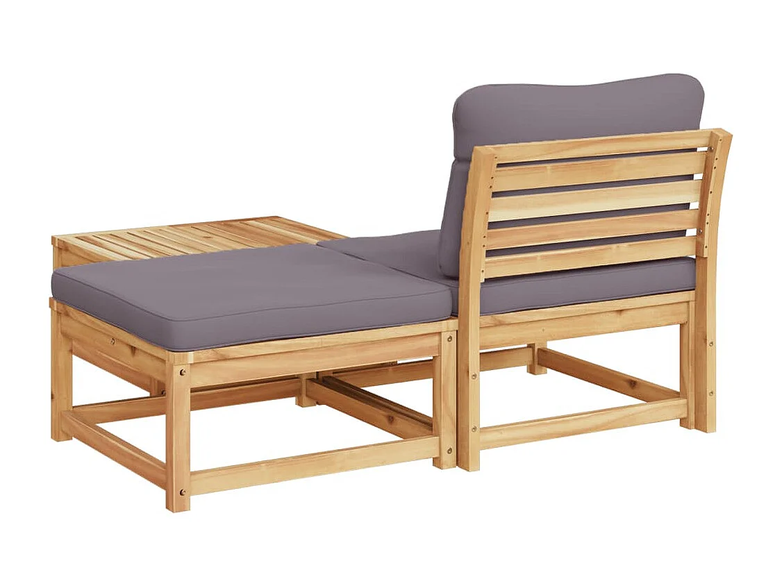 Salon de jardin 3 pcs avec coussins bois massif d'acacia