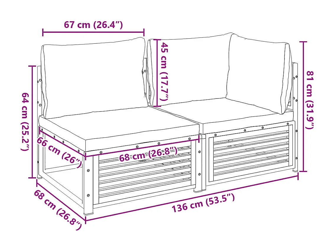 Salon de jardin avec coussins 8 pcs bois massif d'acacia
