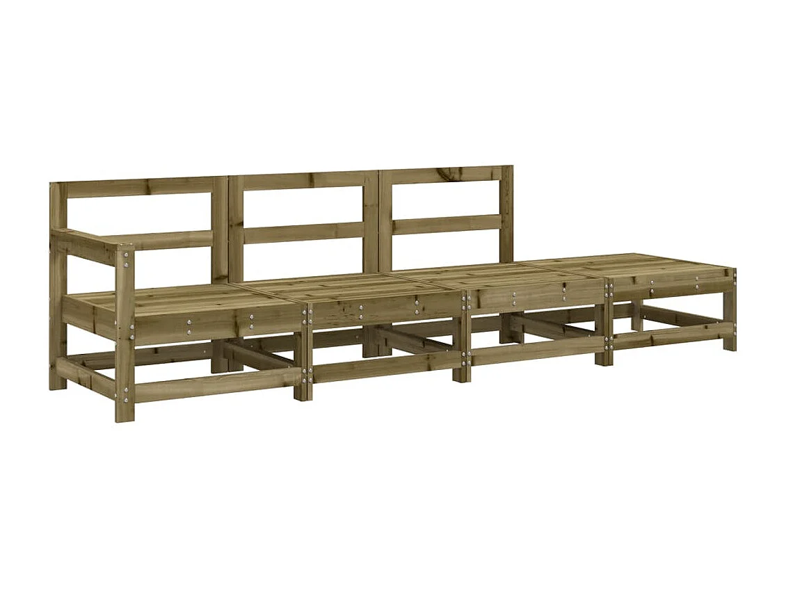 Muebles de jardín 4 piezas de madera de pino impregnada.