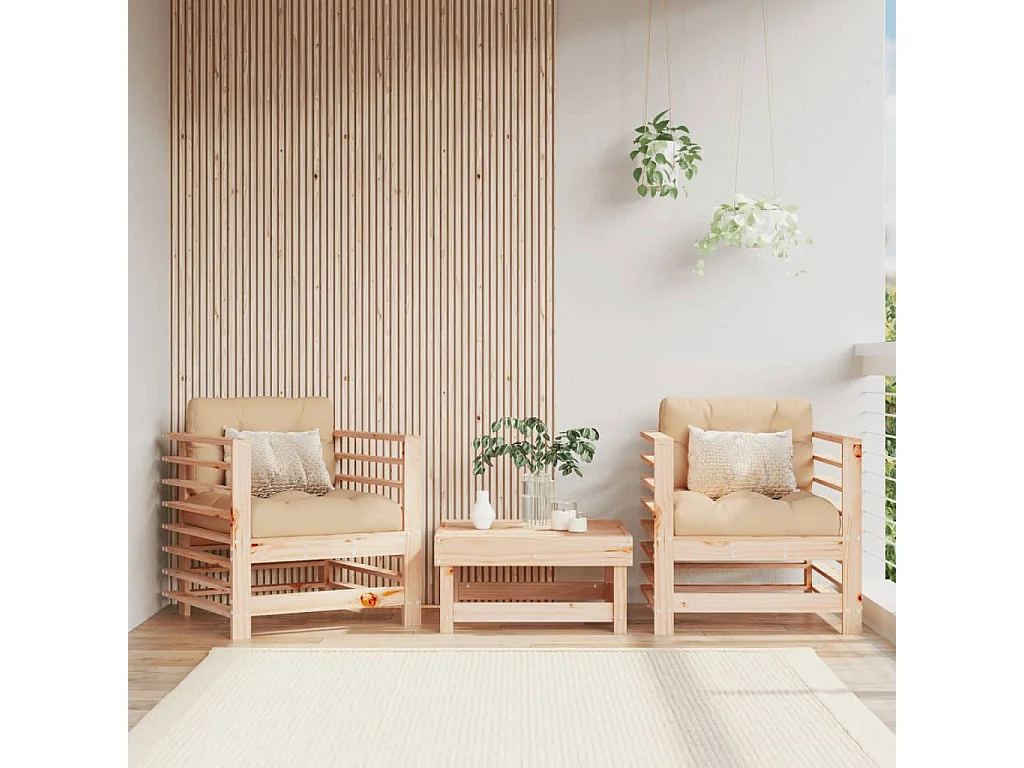 Chaises de jardin lot de 2 bois massif de pin