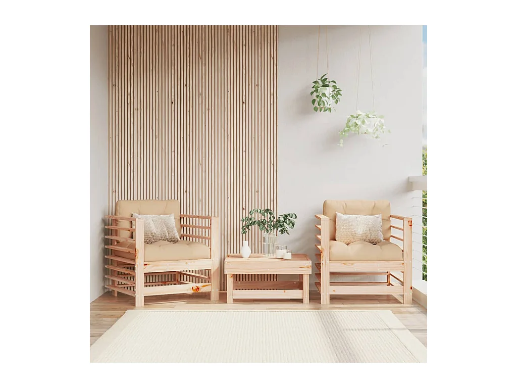 Chaises de jardin lot de 2 bois massif de pin