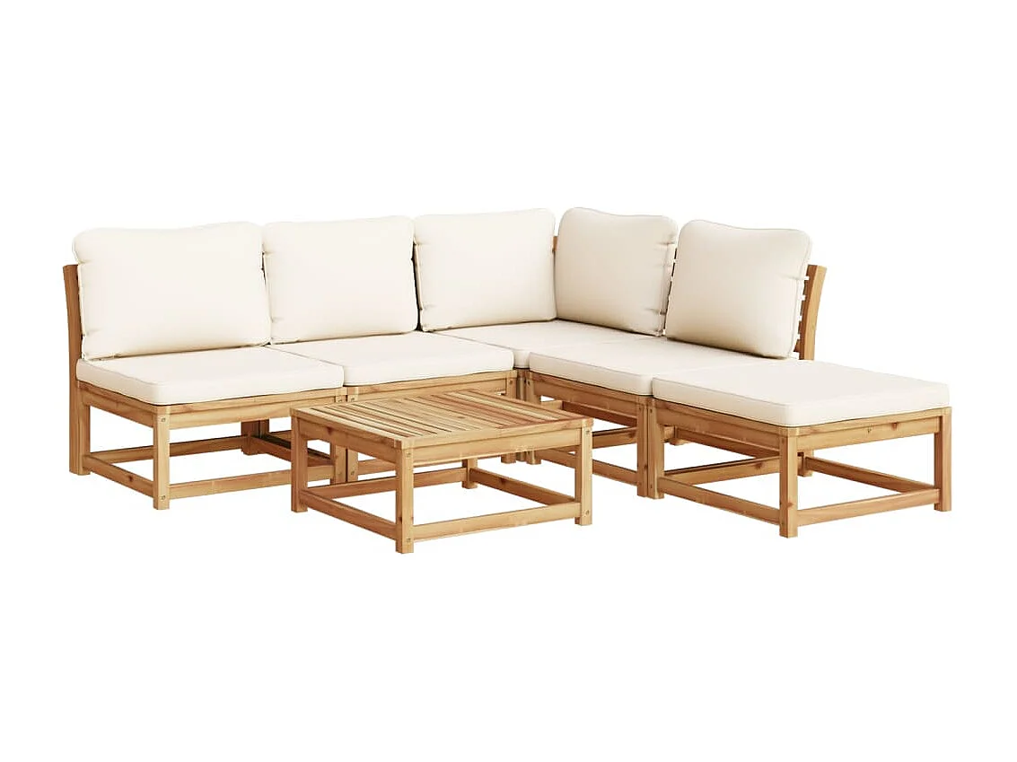Salon de jardin 6 pcs avec coussins bois d'acacia solide