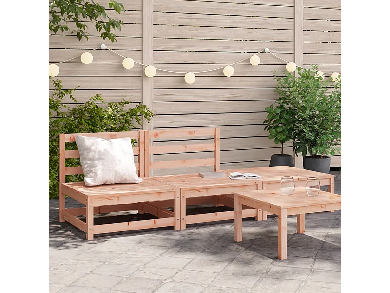 Gartensofa ohne Armlehnen, Fußhocker aus Douglasie-Massivholz