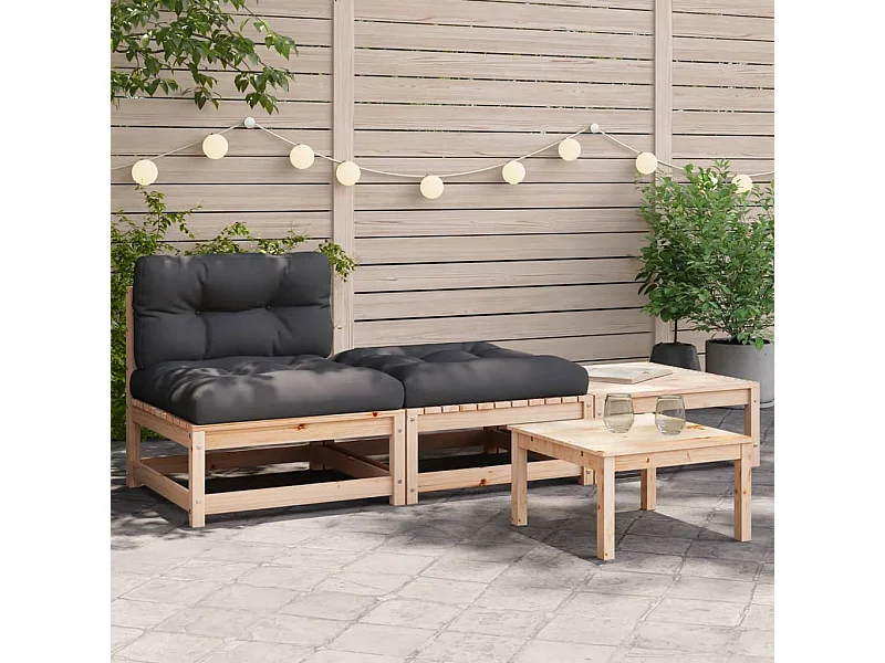 Armlehnenloses Gartensofa mit Kissen und Fußhocker