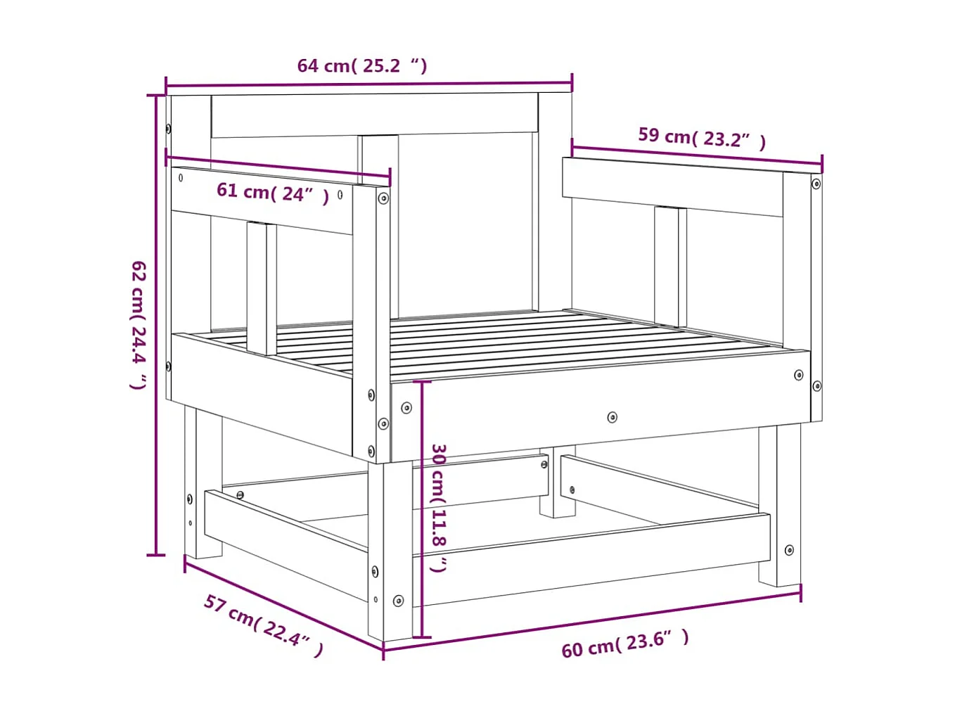 Chaises de jardin lot de 2 bois massif de pin