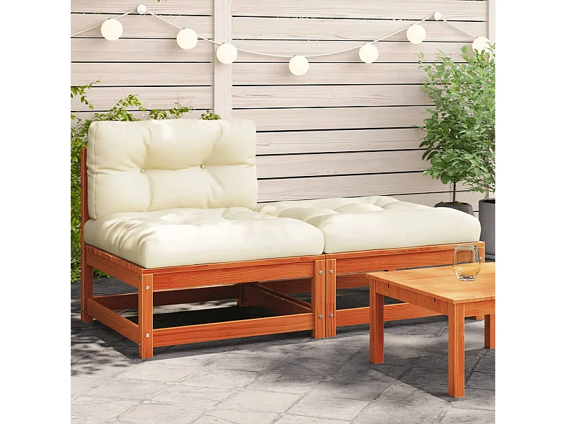 Armlehnenloses Gartensofa mit Kissen und Fußhocker