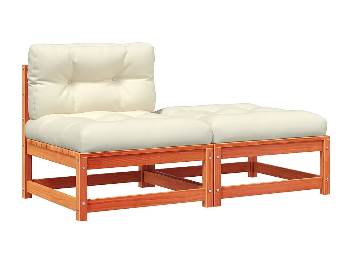Armlehnenloses Gartensofa mit Kissen und Fußhocker