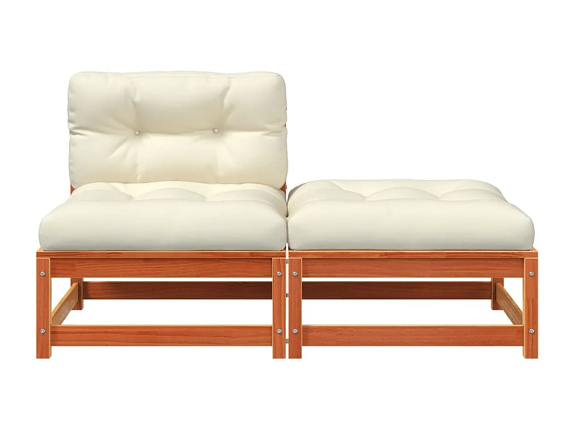 Armlehnenloses Gartensofa mit Kissen und Fußhocker