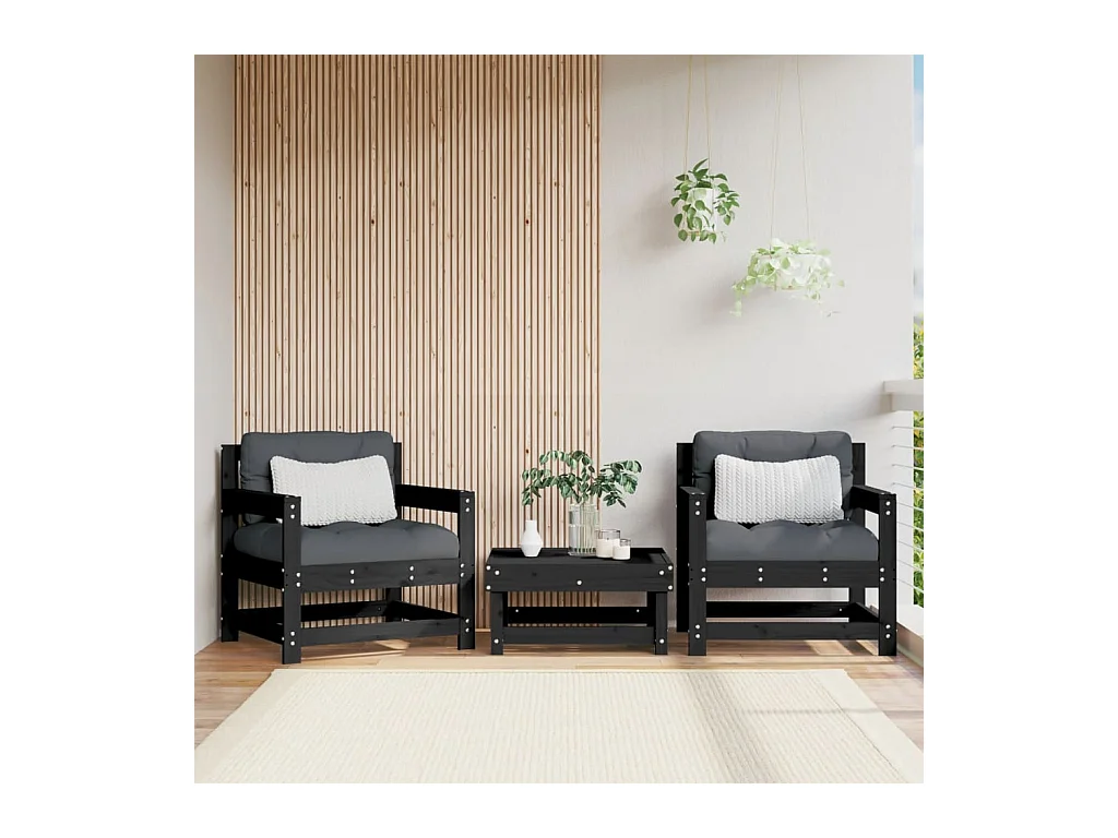 Tuinstoelen set van 2 zwart massief grenenhout