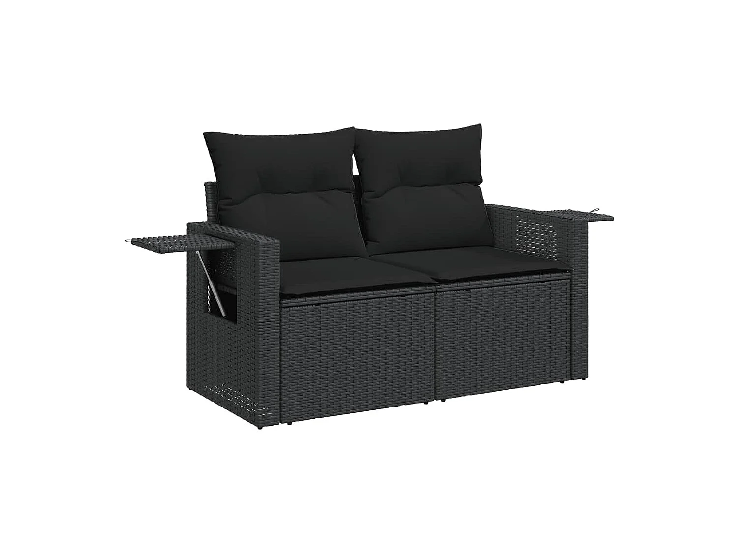 Muebles de jardín 10 piezas con cojines de resina tejida negra.