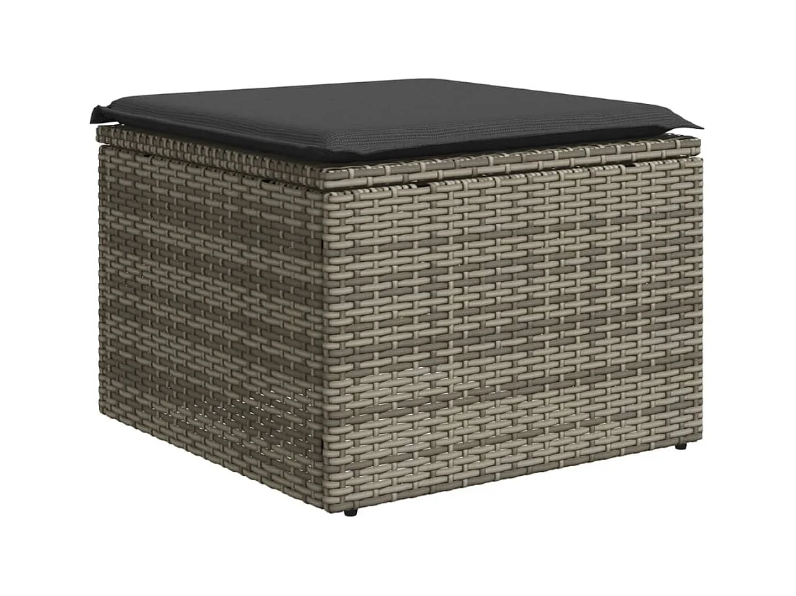 Muebles de jardín con cojines 7 piezas resina tejida gris.