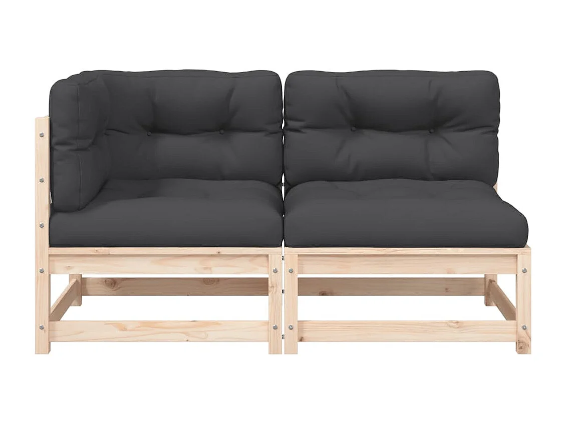 Gartensofa mit 2-Sitzer-Kissen aus massivem Kiefernholz