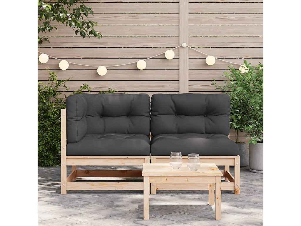Gartensofa mit 2-Sitzer-Kissen aus massivem Kiefernholz