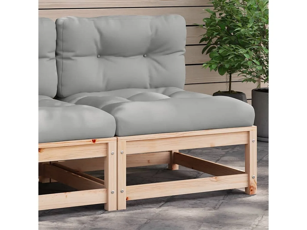 Canapé de jardin sans accoudoirs et coussins bois massif de pin