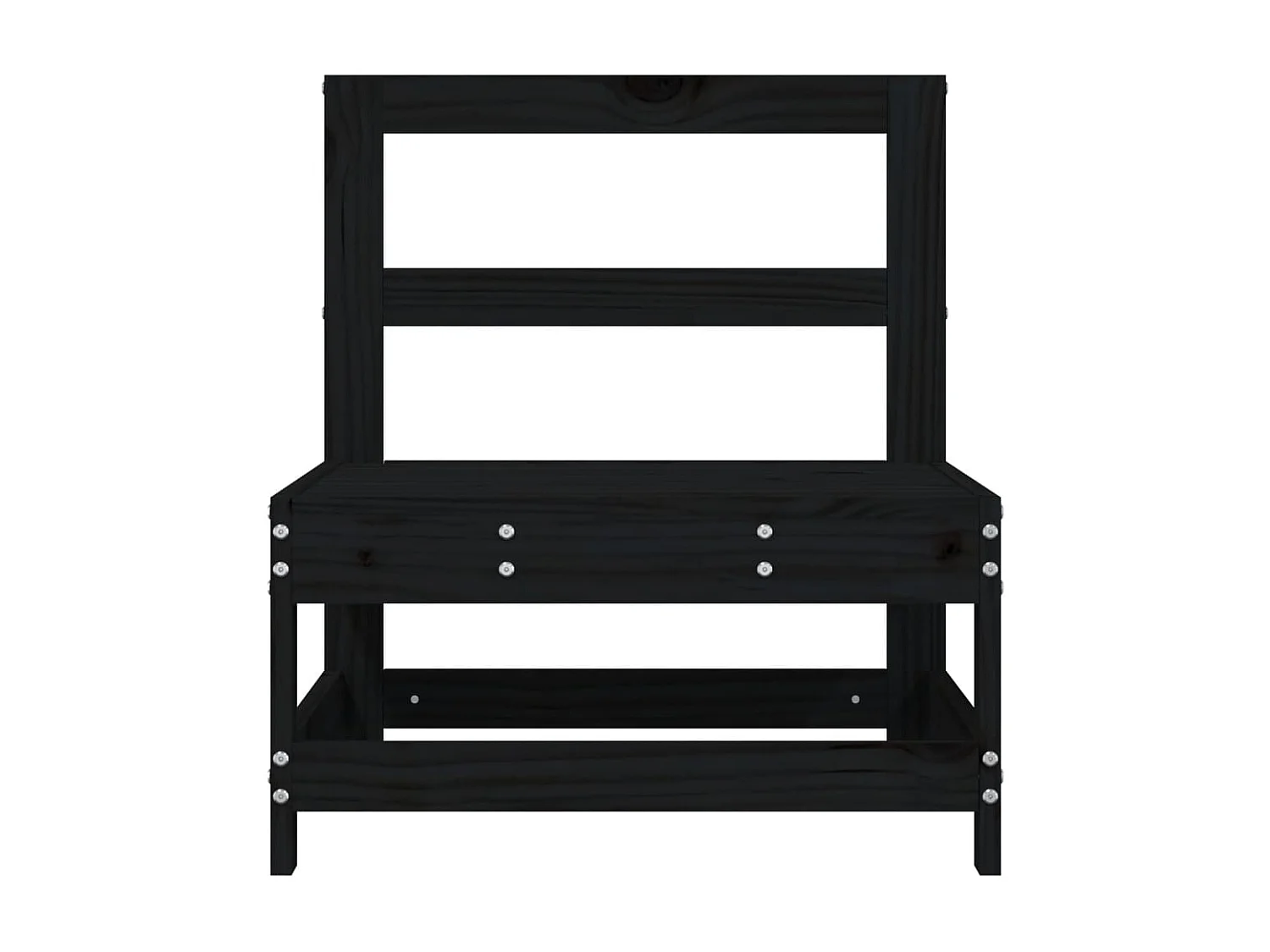 Canapé central de jardin noir bois de pin massif