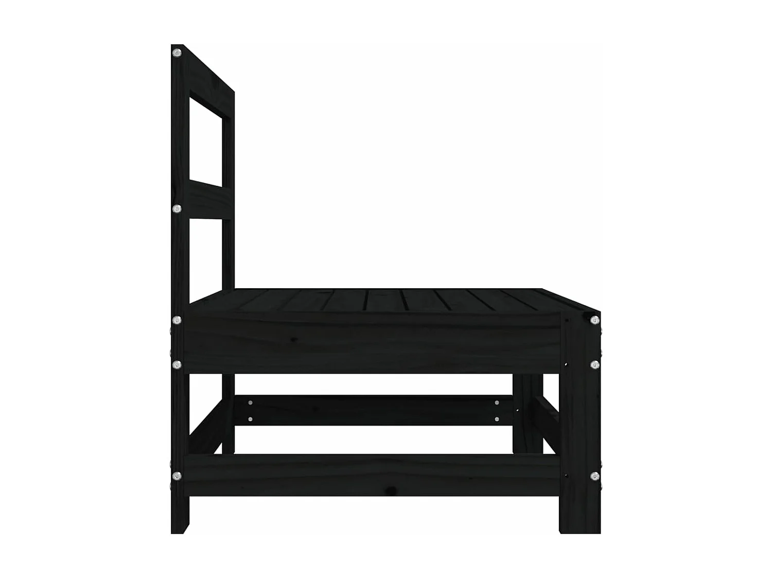 Canapé central de jardin noir bois de pin massif