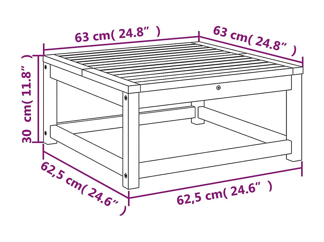 Table de jardin 63x63x30 cm bois d'acacia solide