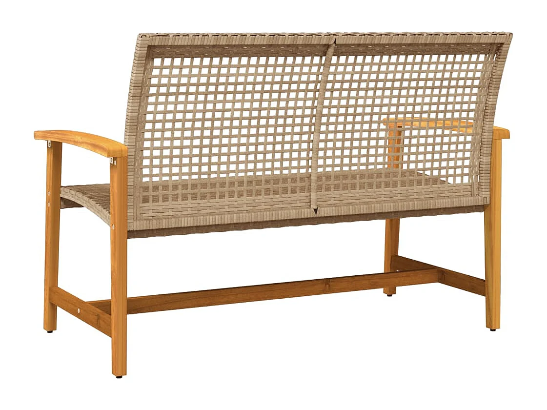 Banc de jardin beige 112 cm résine tressée et bois d'acacia