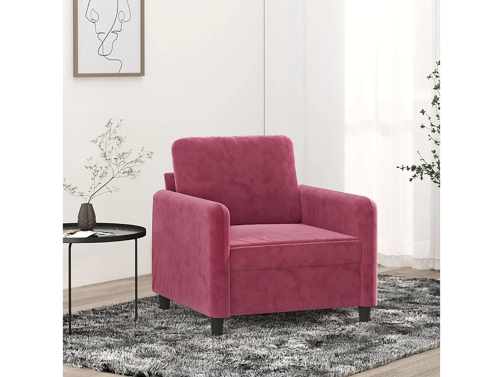 Fauteuil Rouge bordeaux 60 cm Velours