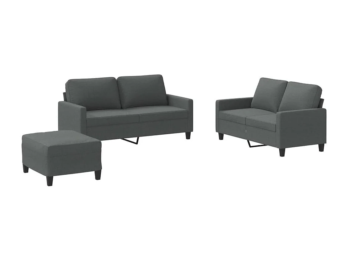 Ensemble de canapés 3 pcs avec coussins Gris foncé Tissu