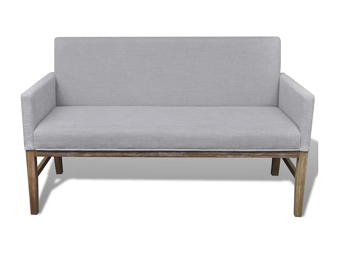 Banco con cojín acolchado madera de caucho tela gris claro