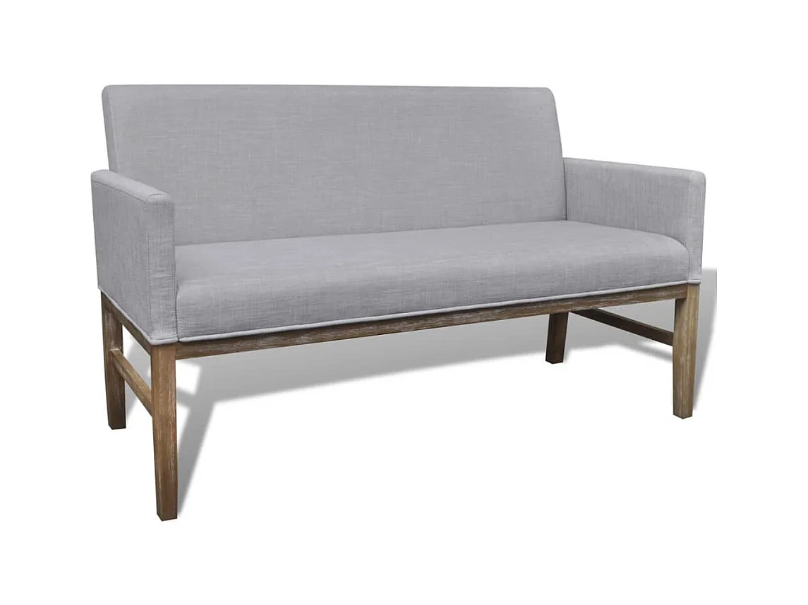 Banc avec coussin rembourré tissu hévéa gris clair