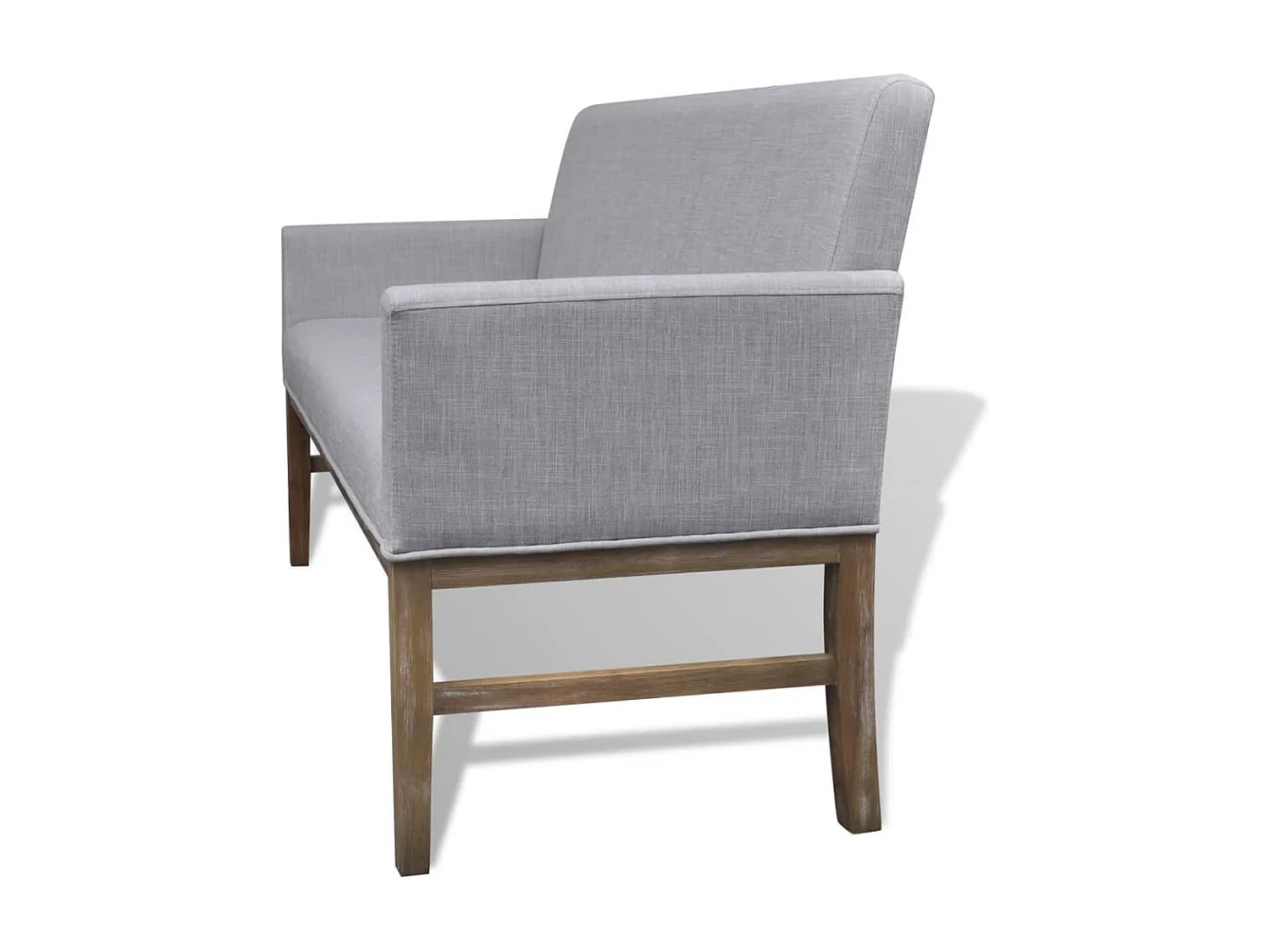 Banco c/ almofada acolchoada tecido/árvore-borracha cinza claro