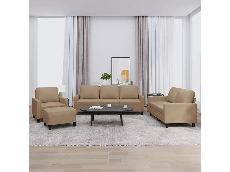 4-delige Loungeset met kussens kunstleer cappuccino