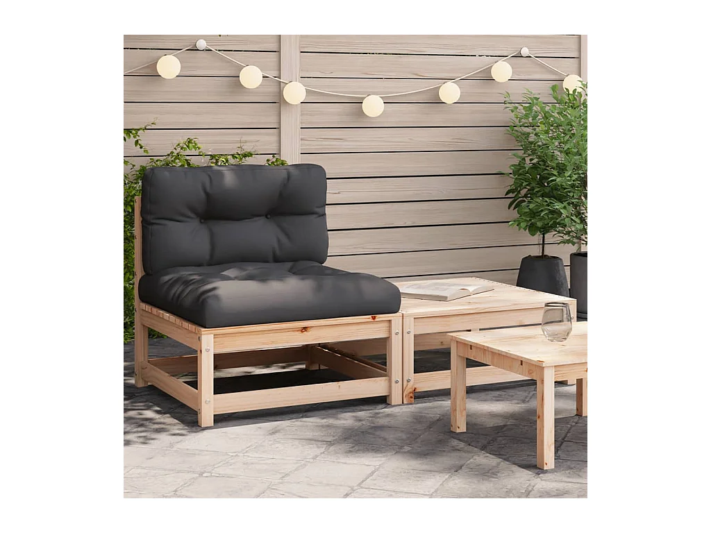 Canapé de jardin sans accoudoirs avec coussins et repose-pieds