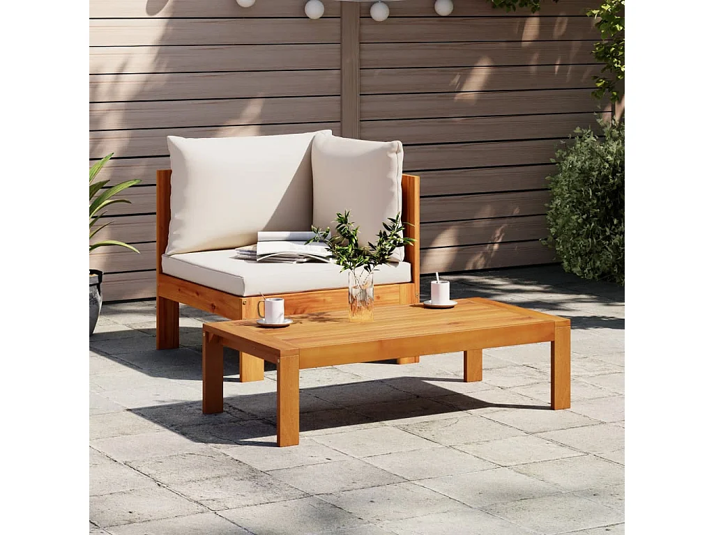 Canapé d'angle de jardin avec coussins bois massif d'acacia