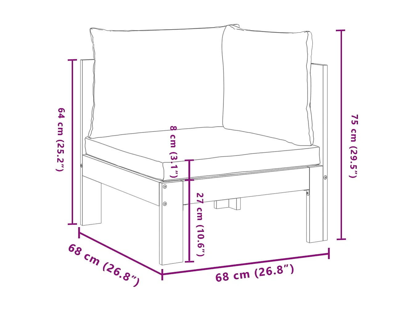 Canapé d'angle de jardin avec coussins bois massif d'acacia