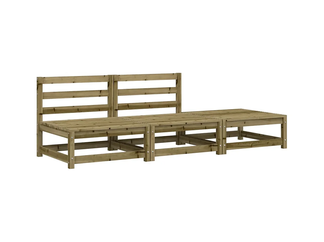Canapé de jardin sans accoudoirs repose-pieds bois pin imprégné